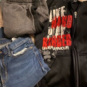 Under Armour Kids Black and Red Graphic Jacket/jeans/sweatpants LOT